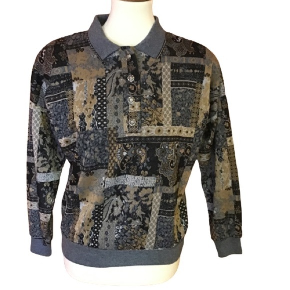 Vintage 90s polo tapestry print sweat shirt - Picture 1 of 6